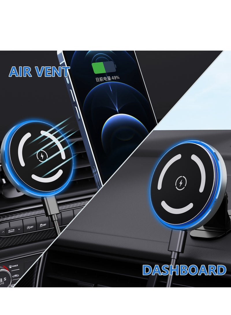 Wireless Charger Magnetic Qi Holder Magnetic 15W Wireless Fast Car Charger For Phone Car Wireless Charger.