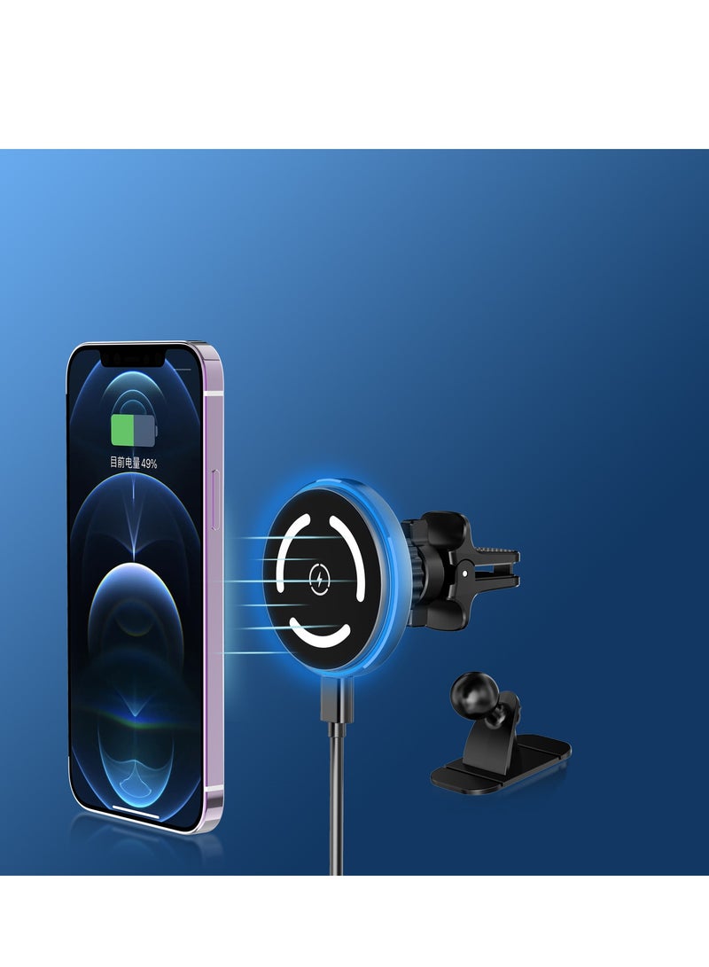 Wireless Charger Magnetic Qi Holder Magnetic 15W Wireless Fast Car Charger For Phone Car Wireless Charger.