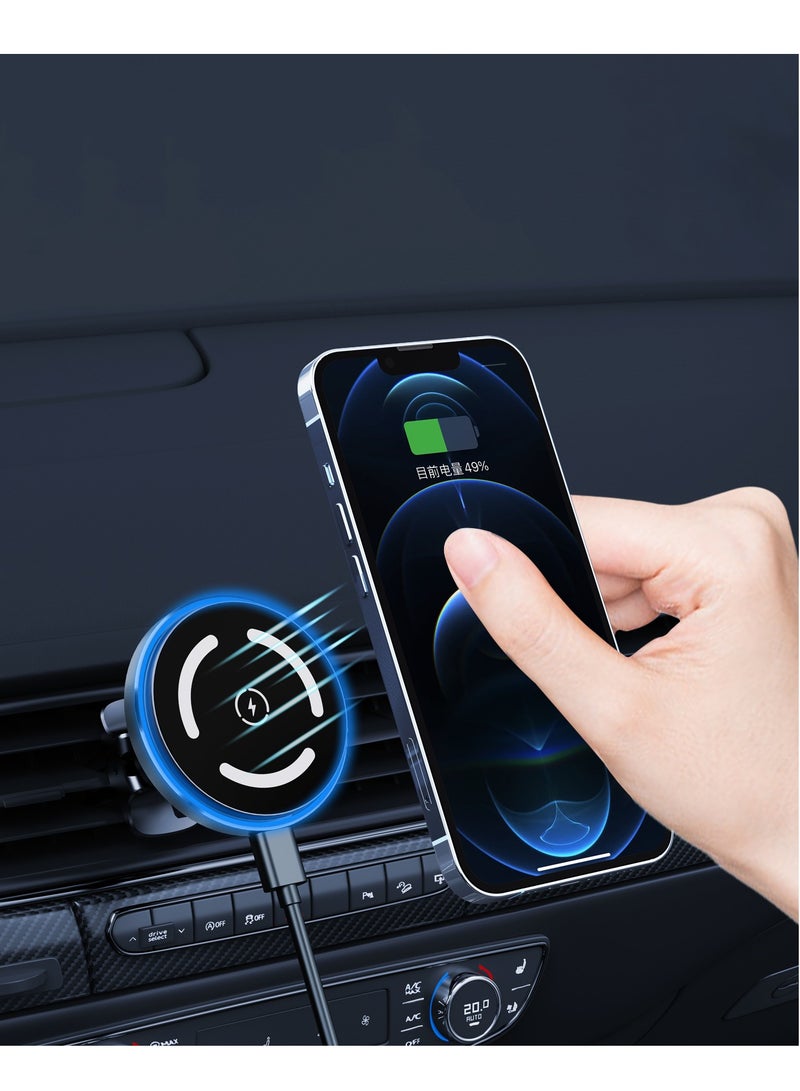 Wireless Charger Magnetic Qi Holder Magnetic 15W Wireless Fast Car Charger For Phone Car Wireless Charger.