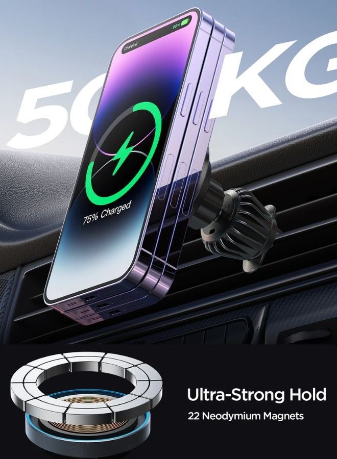 JR-ZS240 Pro 15W Magnetic Fast Wireless Car Charger - Qi Fast Charging - Car Air Vent Phone Holder Black