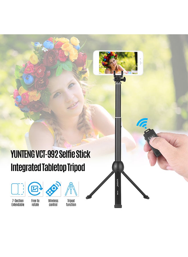 VCT-992 7-Section Wireless Remote Selfie Stick Black