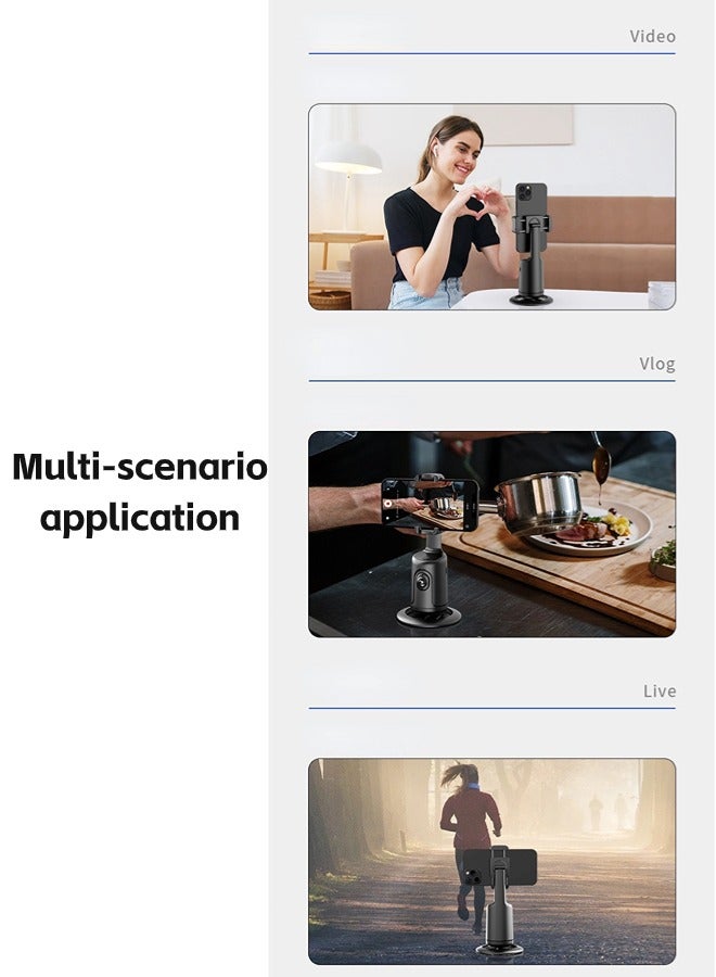 Auto Face Tracking Tripod - 360° Rotation Auto Tracking Phone Holder, No App, Phone Camera Mount with Remote and Gesture Control, Rechargeable Smart Shooting Holder for Video Recording, Tiktok