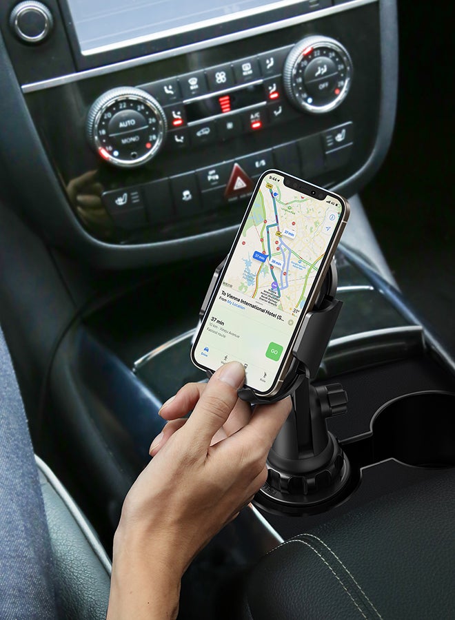 Car Phone Holder For Car Cup, Adjustable Car Cup Phone Holder, Rotatable Car Mount, Phone Holder Car, iPhone Holder, Cell Phone Holder For iPhone 15/16 Series,Galaxy S24 S23 Ultra Z Flip, Xiaomi etc Black