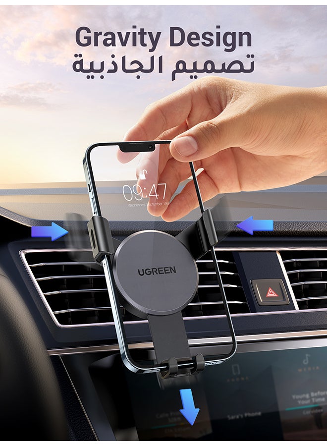 Car Phone Holder, Mobile Holder For the Car Air Vent Phone Holder Stand Car Auto Lock Gravity Mobile Phone Mount Ac Vent Car Mount Compatible iPhone 15/16 Series, Galaxy S24/S23 Z Flip 5 4, Xiaomi Black