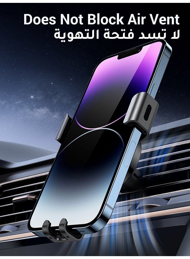 Car Phone Holder, Mobile Holder For the Car Air Vent Phone Holder Stand Car Auto Lock Gravity Mobile Phone Mount Ac Vent Car Mount Compatible iPhone 15/16 Series, Galaxy S24/S23 Z Flip 5 4, Xiaomi Black