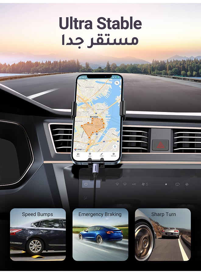 Car Phone Holder, Mobile Holder For the Car Air Vent Phone Holder Stand Car Auto Lock Gravity Mobile Phone Mount Ac Vent Car Mount Compatible iPhone 15/16 Series, Galaxy S24/S23 Z Flip 5 4, Xiaomi Black