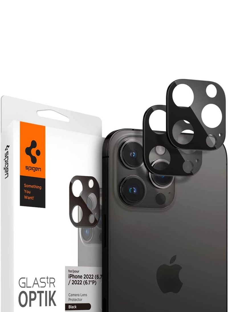 Glastr Optik for iPhone 14 Pro and iPhone 14 Pro Max Camera Lens Protector - Black (2 Pack)