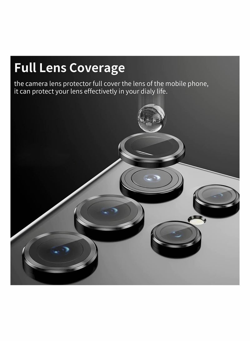 5PCS for Galaxy S22 Ultra 5G Camera Lens Protector Tempered Glass Cover Screen Scratch Resistant Ultrathin Metal Individual Ring Black