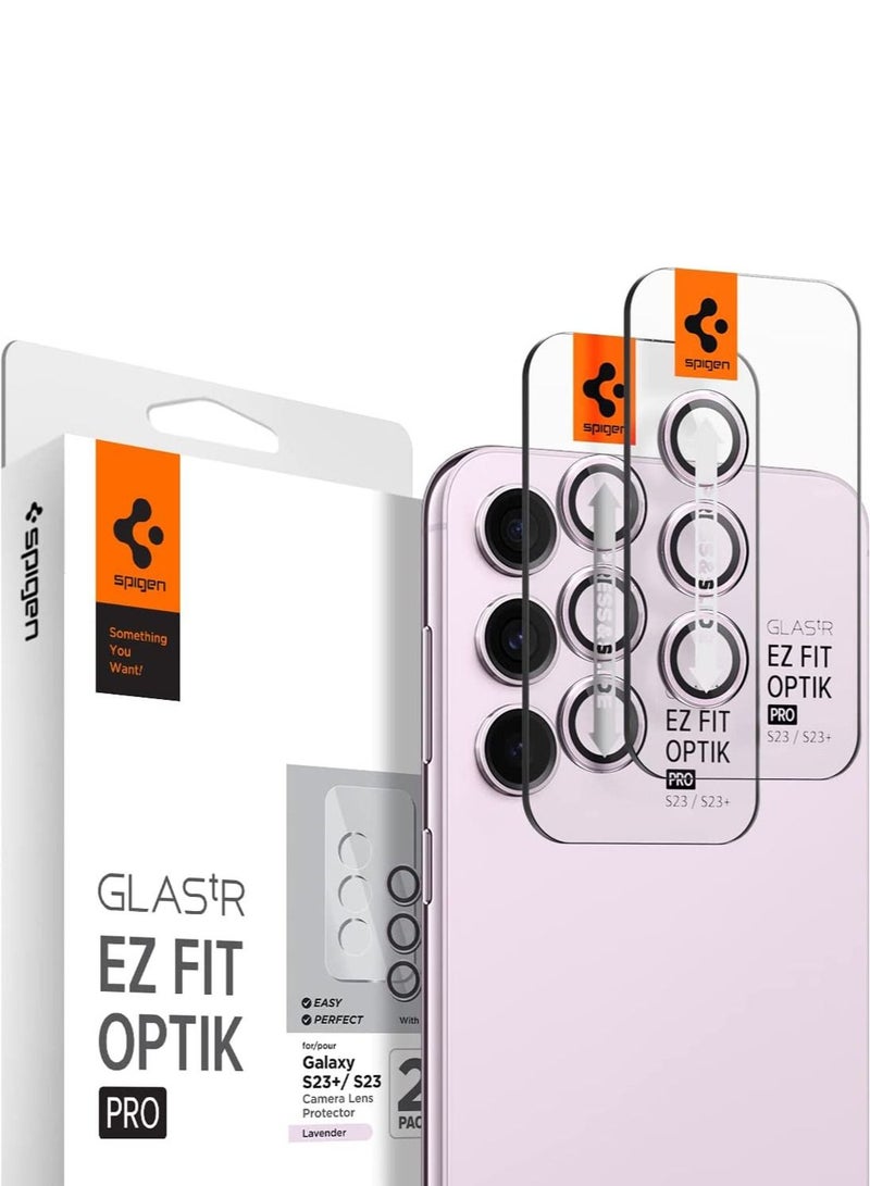 Glastr Ez Fit Optik Pro for Samsung Galaxy S23 and Galaxy S23 Plus (2 Pack) Camera Lens Screen Protector - Lavender