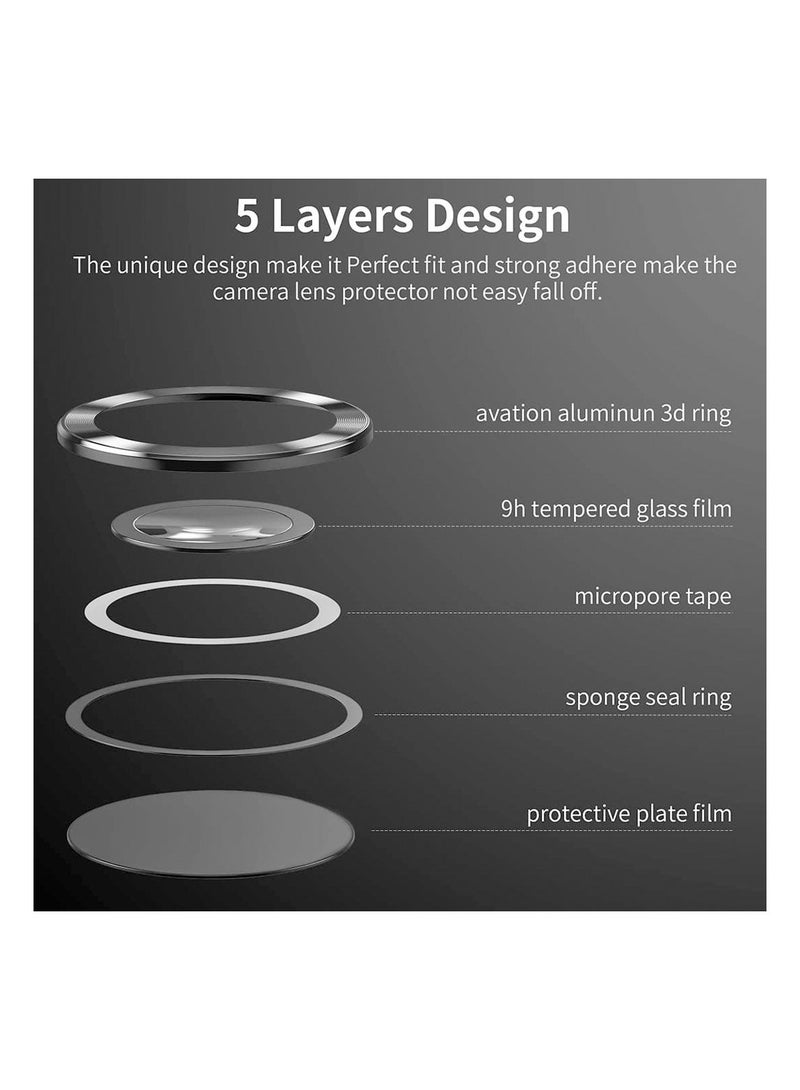 5PCS for Galaxy S22 Ultra 5G Camera Lens Protector Tempered Glass Cover Screen Scratch Resistant Ultrathin Metal Individual Ring Black