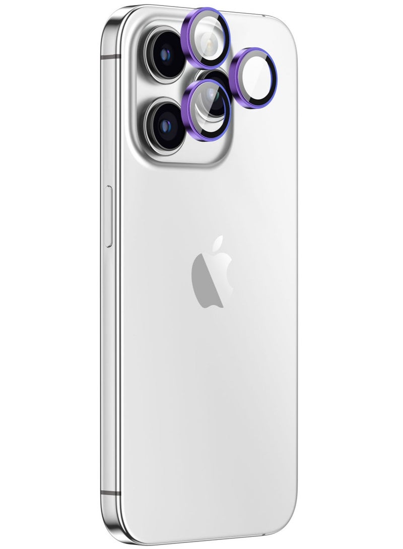 Supreme Tempered Glass for iPhone 15 Pro and iPhone 15 Pro MAX Camera Lens Protector Aluminum AR Lens Defender - Symphony Purple