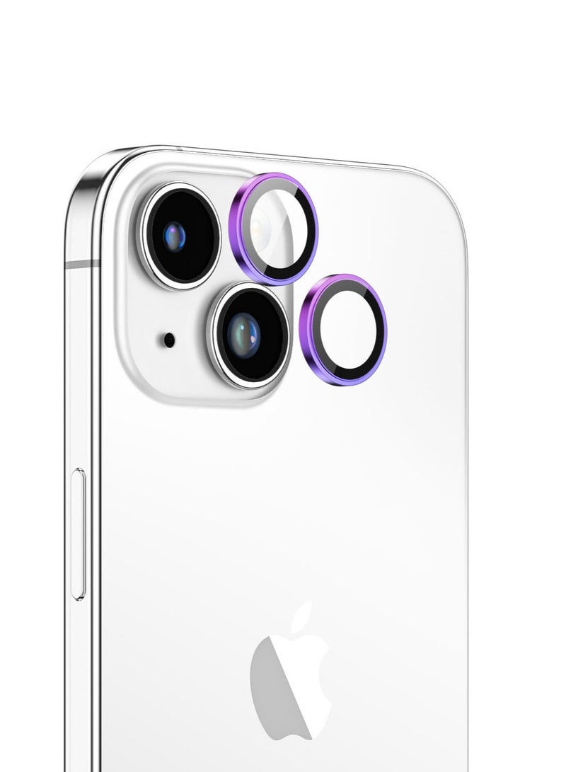 Supreme Tempered Glass for iPhone 15 and iPhone 15 PLUS Camera Lens Protector Aluminum AR Lens Defender - Symphony Purple