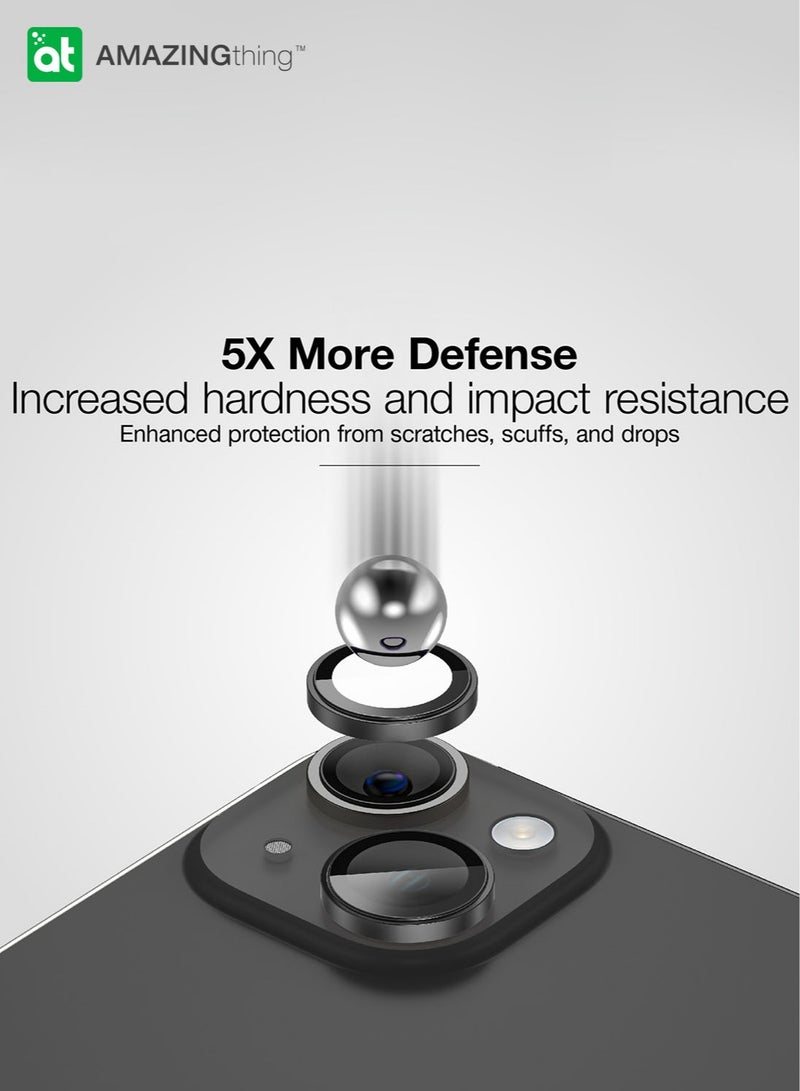 Supreme Tempered Glass for iPhone 15 and iPhone 15 PLUS Camera Lens Protector Aluminum AR Lens Defender - Black