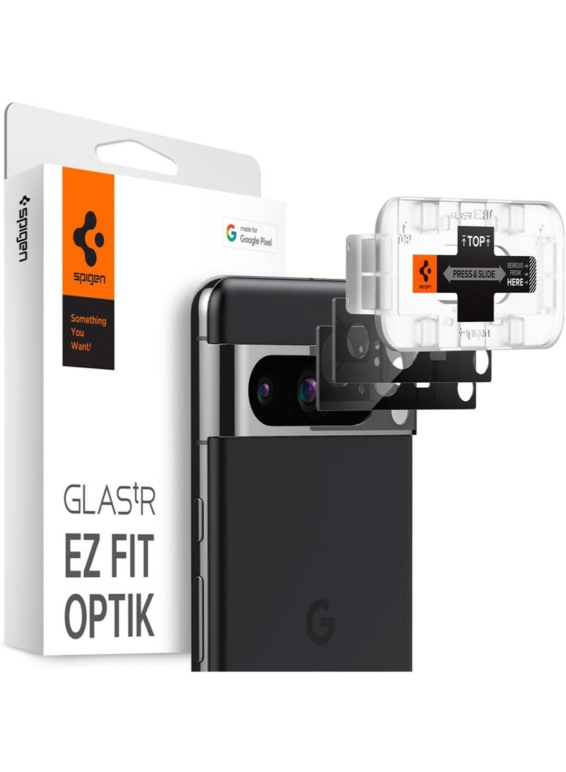 Glastr Ez Fit Optik Google Pixel 8 PRO Camera Lens Protector Case Friendly [2 Pack] - Black