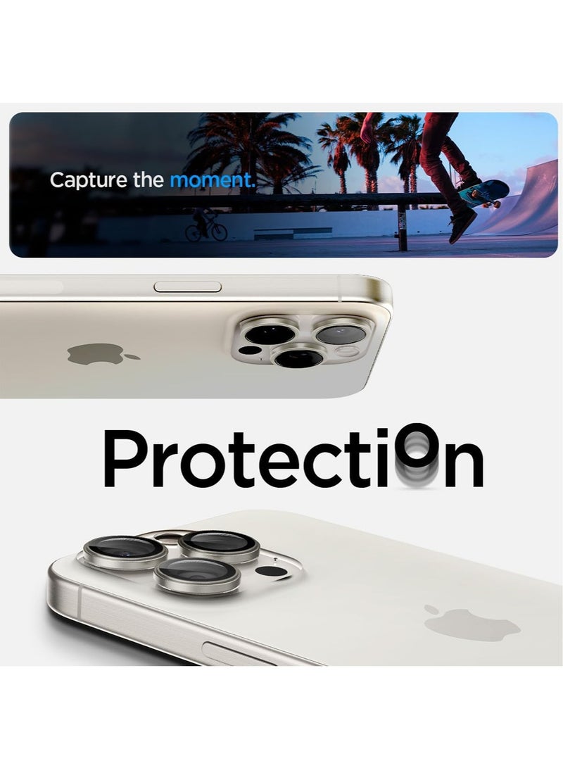 Glastr Ez Fit Optik PRO for iPhone 15 Pro MAX and iPhone 15 PRO Camera Lens Screen Protector - White Titanium