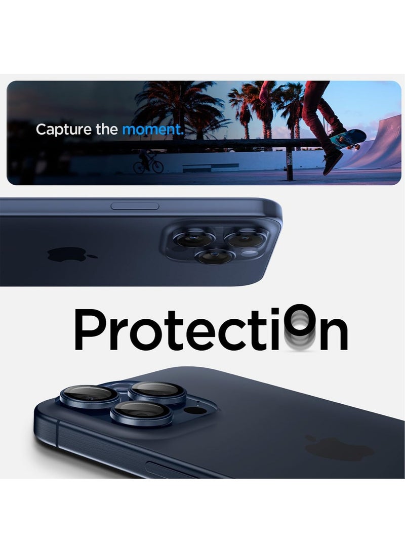 Glastr Ez Fit Optik PRO for iPhone 15 Pro MAX and iPhone 15 PRO Camera Lens Screen Protector - Blue Titanium