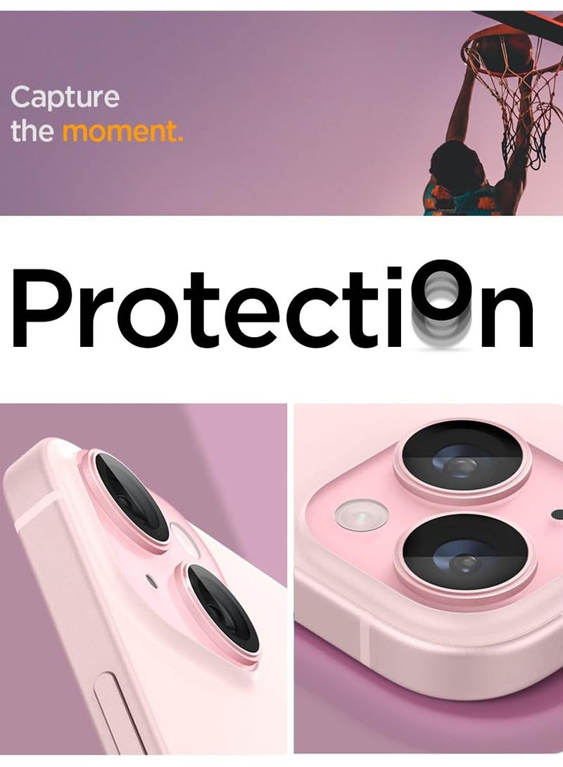 Glastr Ez Fit Optik PRO for iPhone 15 Plus, iPhone 15, iPhone 14 Plus and iPhone 14 Camera Lens Screen Protector - Pink [2 Pack]