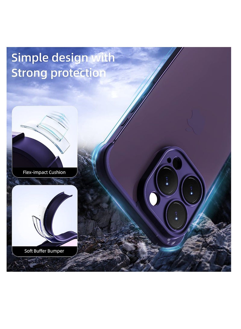 Back Camera Lens Protector Silicone Case, Ultra-Thin Lightweight Bumper, Frameless Slim Cover, 10ft Military Drop Protection, for iPhone 14 Pro Max, Purple, 2 Pcs