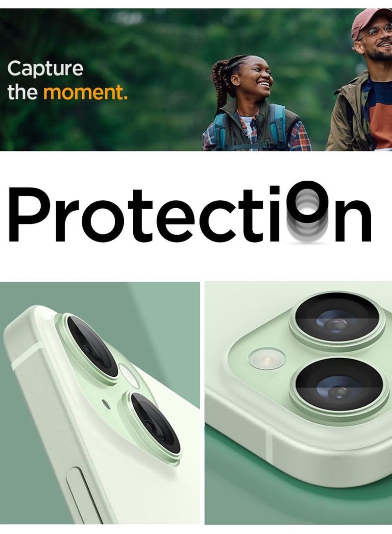 Glastr Ez Fit Optik PRO Camera Lens Screen Protector [2 Pack] for iPhone 15 Plus, iPhone 15, iPhone 14 Plus and iPhone 14 - Green