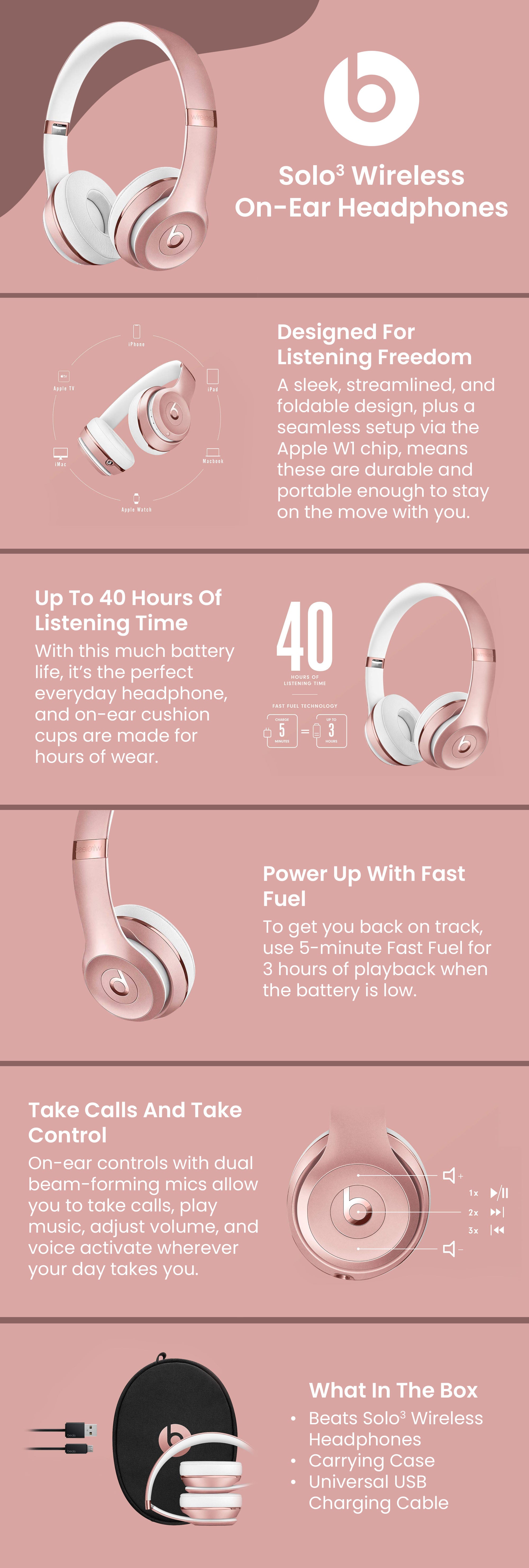 Solo3 Wireless On-Ear Headphones Rose Gold