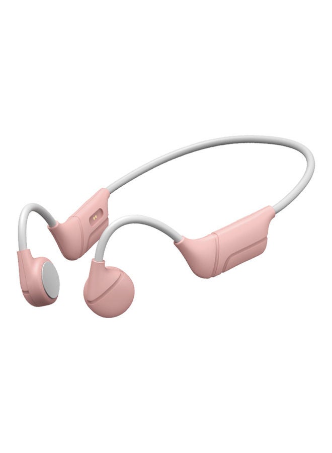 V12 Bone Conduction Wireless BT 5.0 Headphones with Mic Pink/White