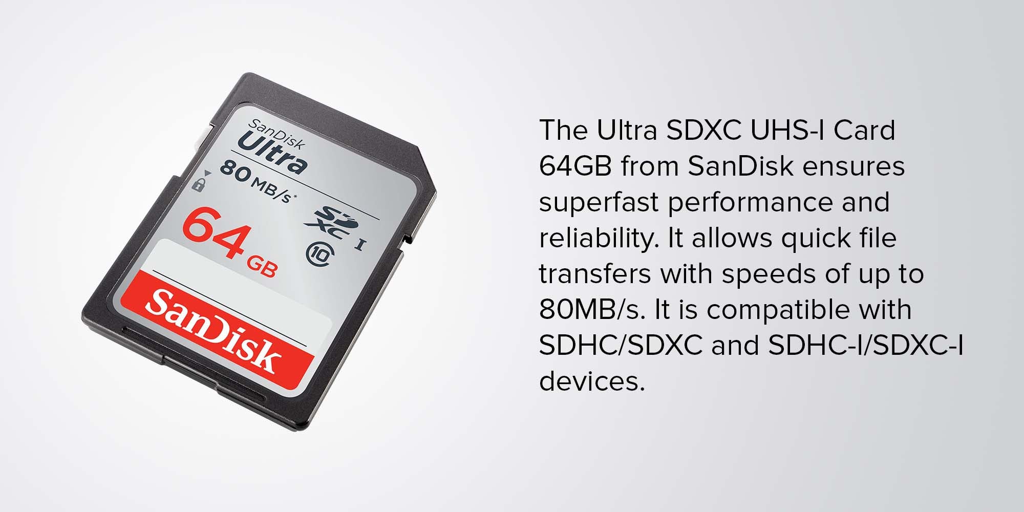 Ultra Class 10 SDXC UHS-I Memory Card Upto 80MB/s 64.0 GB