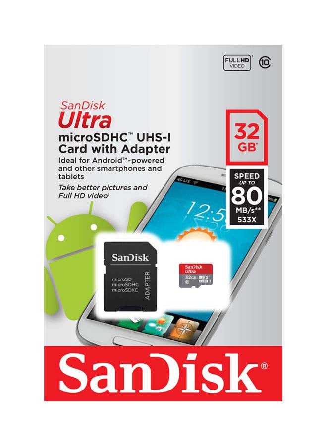 Ultra UHS-I MicroSDHC Card With Adapter 32.0 GB