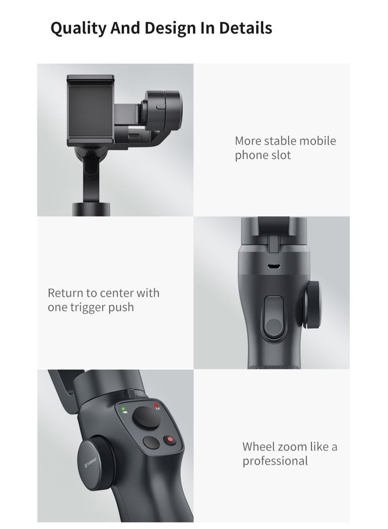 Handheld Gimbal Stabilizer for iPhone 11 Pro/X /XS Android Smartphone Vlog Youtuber Live Video Record with Sport Inception Mode Face Object Tracking(Upgraded 3-Axis Capture 2S)