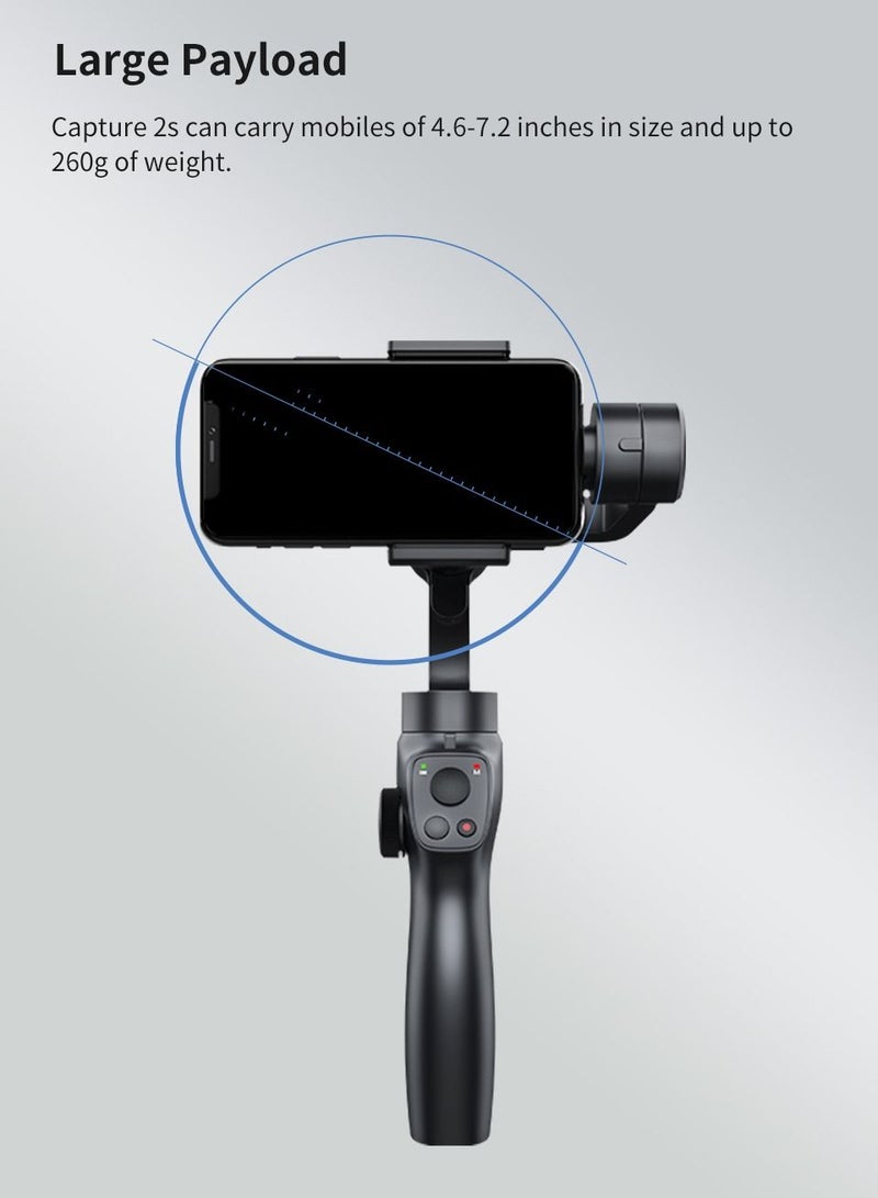 Handheld Gimbal Stabilizer for iPhone 11 Pro/X /XS Android Smartphone Vlog Youtuber Live Video Record with Sport Inception Mode Face Object Tracking(Upgraded 3-Axis Capture 2S)