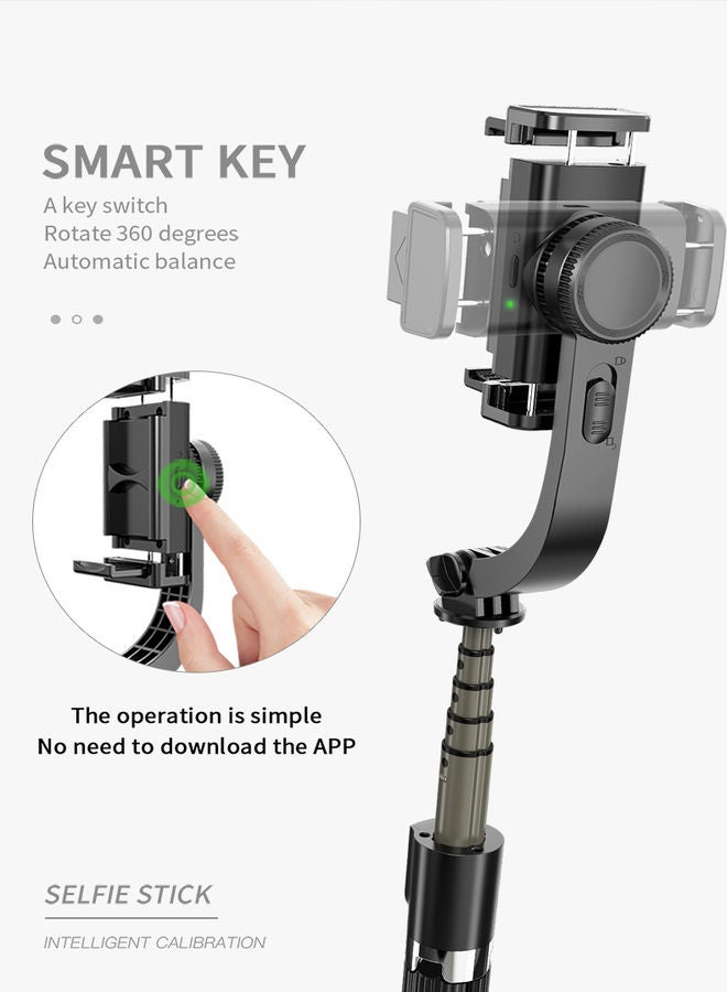 Gimbal Selfie Pod Selfie Stick Extendable Video Gimbal Stabilizer for Androids And iPhones Jet Black