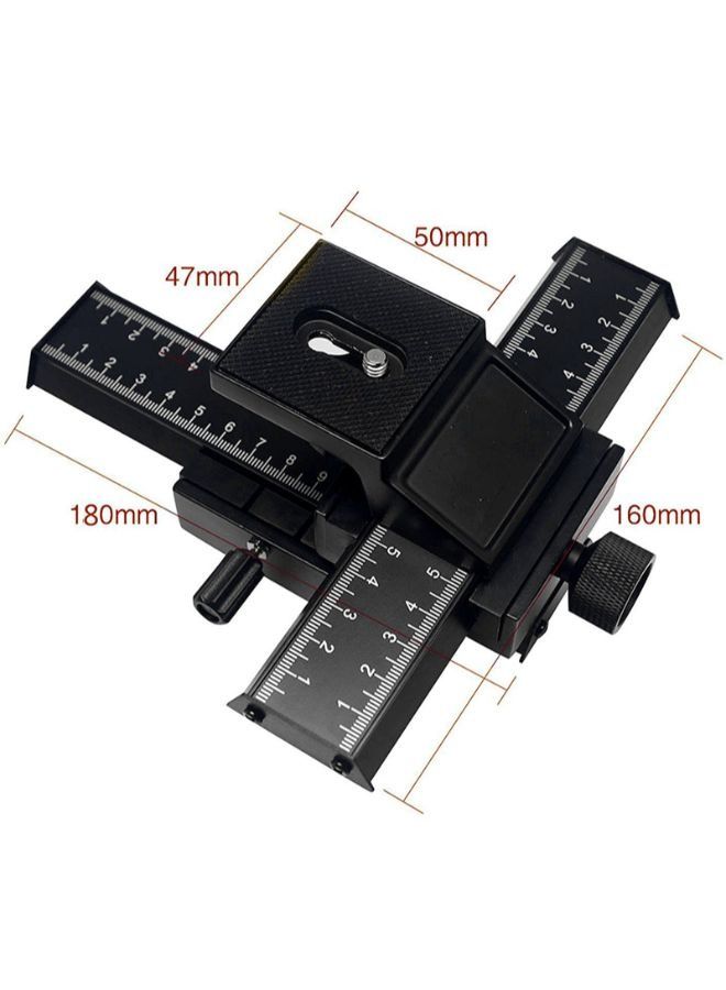 4 Way Macro Focus Rail Slider for Close-Up Shooting Cameras with Standard 1/4-Inch Screw