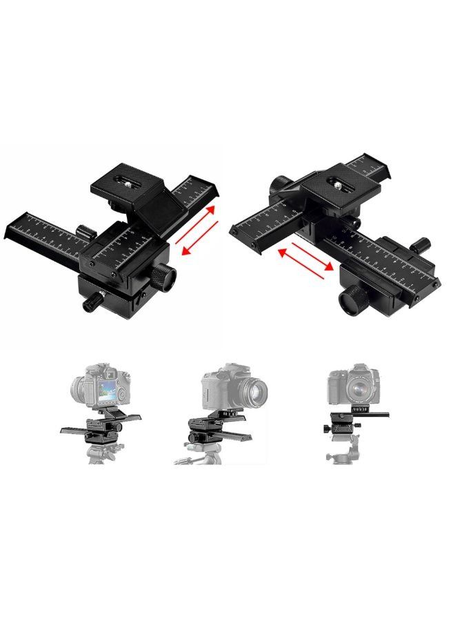 4 Way Macro Focus Rail Slider for Close-Up Shooting Cameras with Standard 1/4-Inch Screw