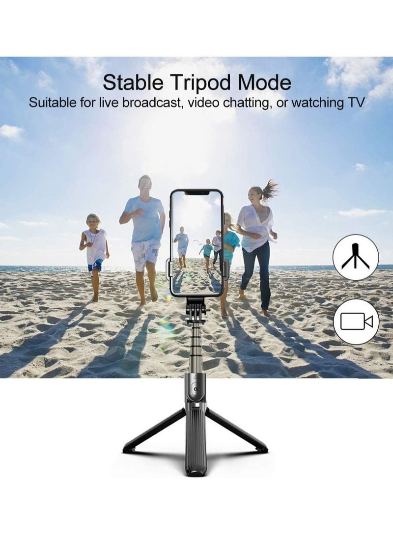 Selfie Stick Gimbal Stabilizer,  360° Rotation Tripod with Wireless Remote, Portable Phone Holder, Auto Balance 1-Axis Gimbal for Smartphones Tiktok Vlog Youtuber Live Video Record