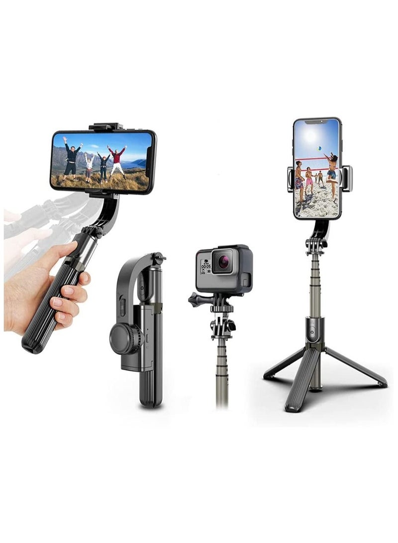 Selfie Stick Gimbal Stabilizer, 360° Rotation Tripod with Wireless Remote, Portable Phone Holder, Auto Balance 1-Axis Gimbal for Smartphones Tiktok Vlog Youtuber Live Video Record