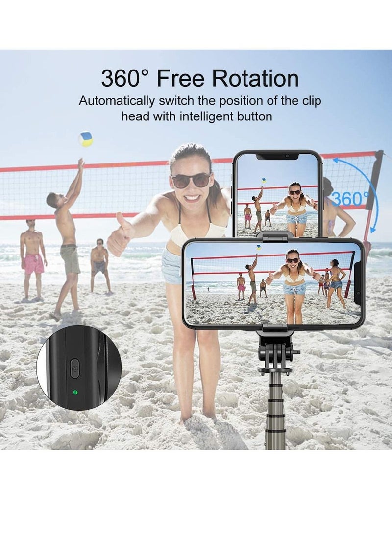 Selfie Stick Gimbal Stabilizer, 360° Rotation Tripod with Wireless Remote, Portable Phone Holder, Auto Balance 1-Axis Gimbal for Smartphones Tiktok Vlog Youtuber Live Video Record