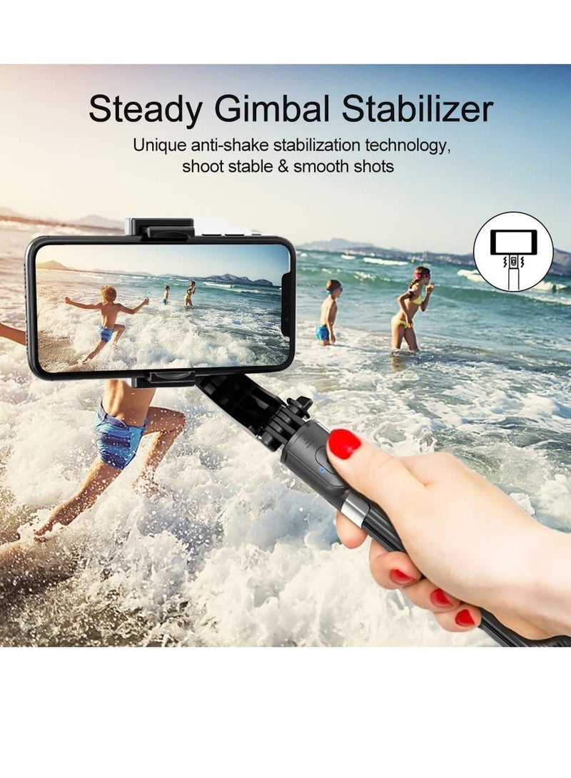 Selfie Stick Gimbal Stabilizer, 360° Rotation Tripod with Wireless Remote, Portable Phone Holder, Auto Balance 1-Axis Gimbal for Smartphones Tiktok Vlog Youtuber Live Video Record