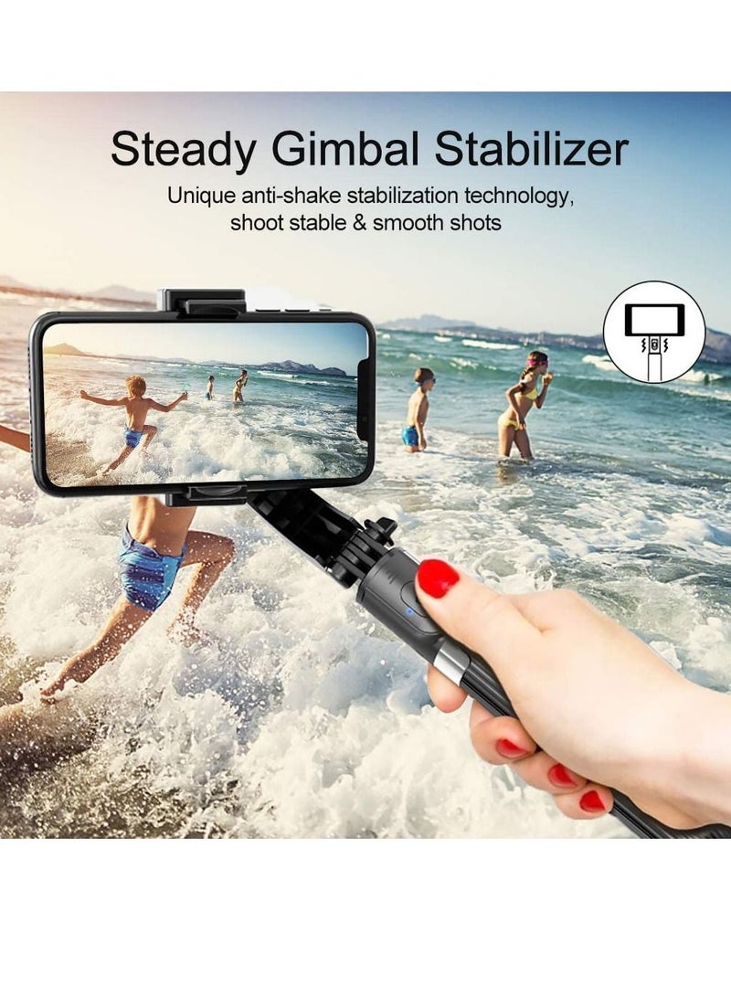 Selfie Stick Gimbal Stabilizer, 360° Rotation Tripod with Wireless Remote, Portable Phone Holder, Auto Balance 1-Axis Gimbal for Smartphones Tiktok Vlog Youtuber Live Video Record