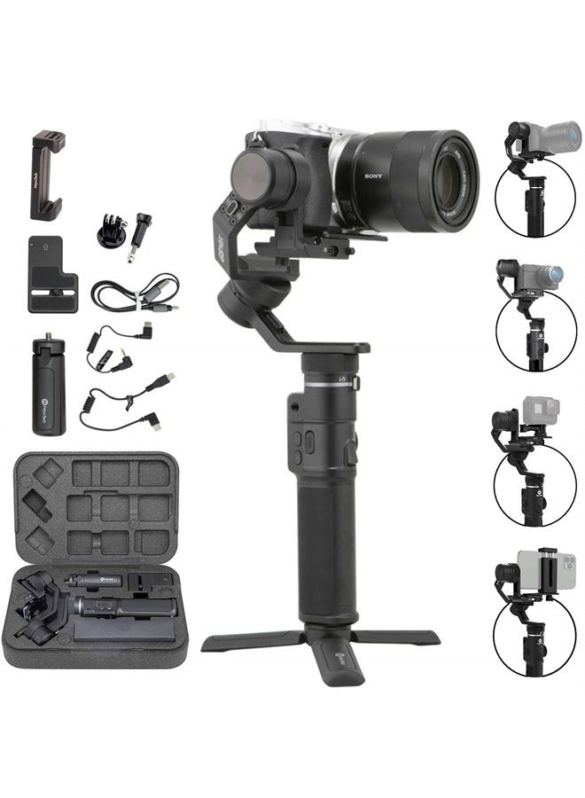 G6 Max 3-Axis Handheld Gimbal Stabilizer (G6 Plus Upgrade Ver) for Mirrorless Camera Like Sony a7 w/Short Lens,Action Camera Gopro,Smart Phone iPhone 11 Pro Max 8,1.2Kg Payload,Splash Proof