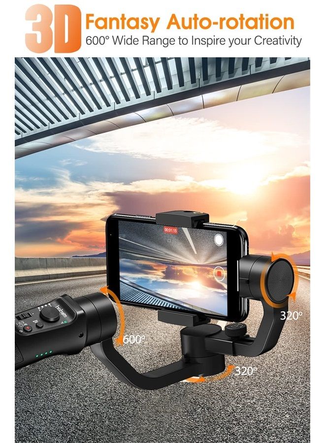 Gimbal Stabilizer for Smartphone -3-Axis Phone Gimbal for Android and iPhone 13,12,11 PRO MAX, Stabilizer for Video Recording with Face/Object Tracking, 600 °Auto Rotation - Hohem iSteady Mobile Plus