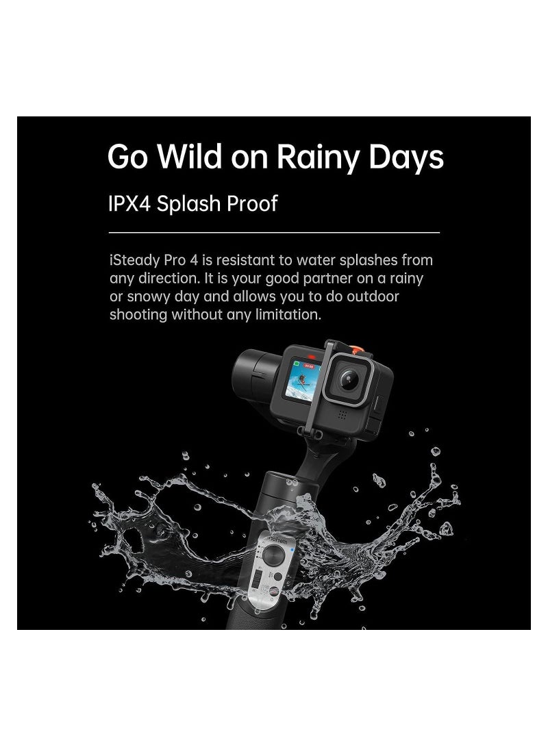 action camera gimbal，iSteady Pro 4 3-Axis Handheld Sports Camera Gimbal Stabilizer Wireless Control Splash Proof Stabilizer Replacement for GoPro 11 10 9 8 7 6 5 4 3 OSMO Action Insta360 One R