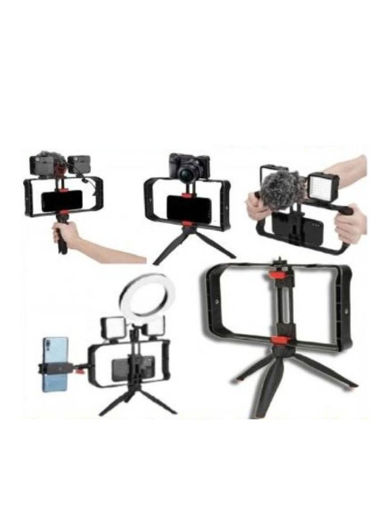 MT33 Video Cage Rig Kit Mobile Vlogging Cage Stabilizer Grip Tripod Mount Mobile Phone Holder