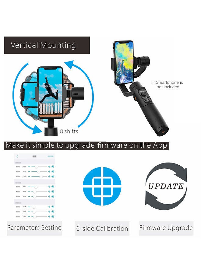 hohem iSteady Mobile+ 3-Axis Handheld Gimbal Stabilizer Auto-tracking Motion Time Lapse Panoramic Photography Zoom Control Max. Payload 280g Replacement for iPhone 13/12/11/X Pro Max 8 Smartphones