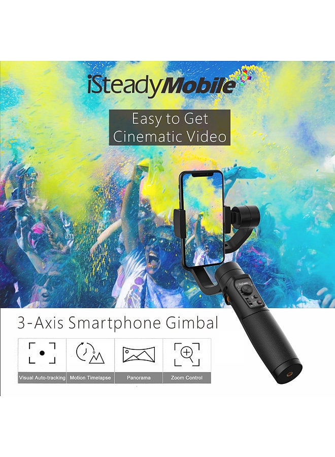 hohem iSteady Mobile+ 3-Axis Handheld Gimbal Stabilizer Auto-tracking Motion Time Lapse Panoramic Photography Zoom Control Max. Payload 280g Replacement for iPhone 13/12/11/X Pro Max 8 Smartphones