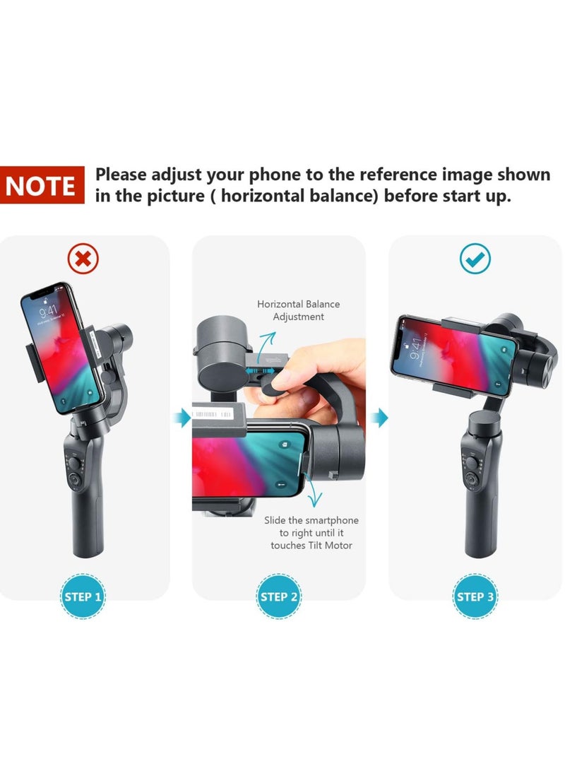 Three Axis Handheld Gimbal Stabilizer & LED Adjustable Night Fill Light and Lightning Zoom Face Tracking Time Lapse Portable PTZ Stabilizer Panorama Mode Sports Camera for Phone