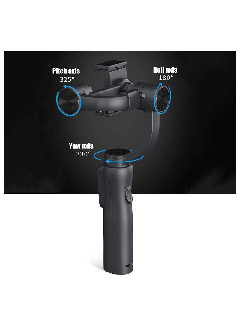 Three Axis Handheld Gimbal Stabilizer & LED Adjustable Night Fill Light and Lightning Zoom Face Tracking Time Lapse Portable PTZ Stabilizer Panorama Mode Sports Camera for Phone