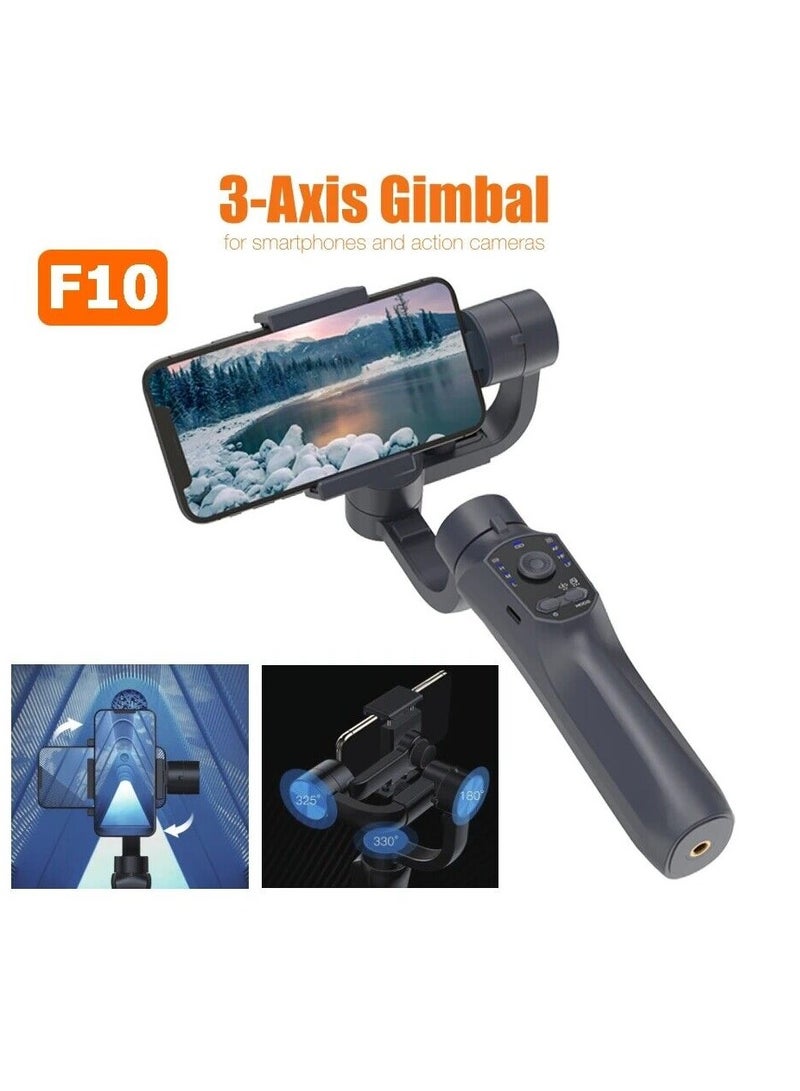 Three Axis Handheld Gimbal Stabilizer & LED Adjustable Night Fill Light and Lightning Zoom Face Tracking Time Lapse Portable PTZ Stabilizer Panorama Mode Sports Camera for Phone