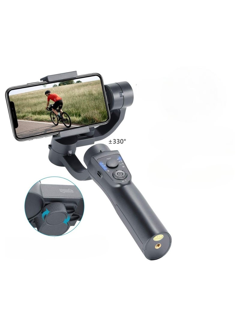 Three Axis Handheld Gimbal Stabilizer & LED Adjustable Night Fill Light and Lightning Zoom Face Tracking Time Lapse Portable PTZ Stabilizer Panorama Mode Sports Camera for Phone