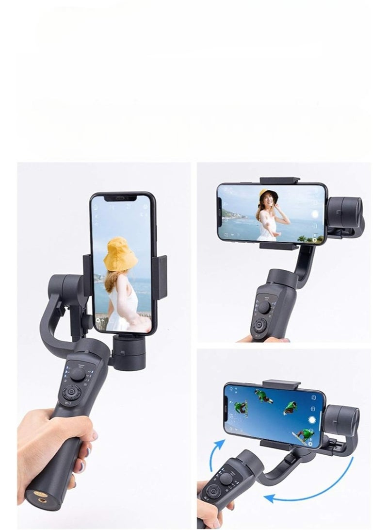 Three Axis Handheld Gimbal Stabilizer & LED Adjustable Night Fill Light and Lightning Zoom Face Tracking Time Lapse Portable PTZ Stabilizer Panorama Mode Sports Camera for Phone