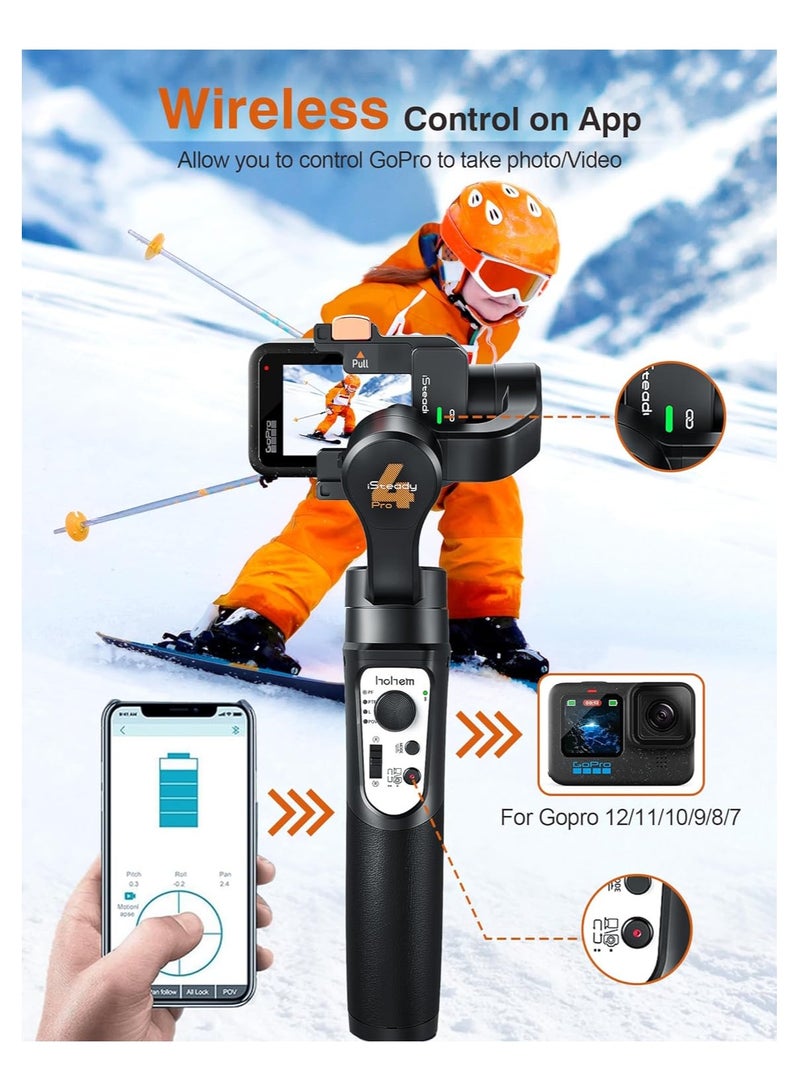 Hohem Official iSteady Pro 4 Gimbal for GoPro 11/10/9/8/7/6/5 DJI OSMO Insta360 One R Action Camera 3-Axis Handheld Stabilizer