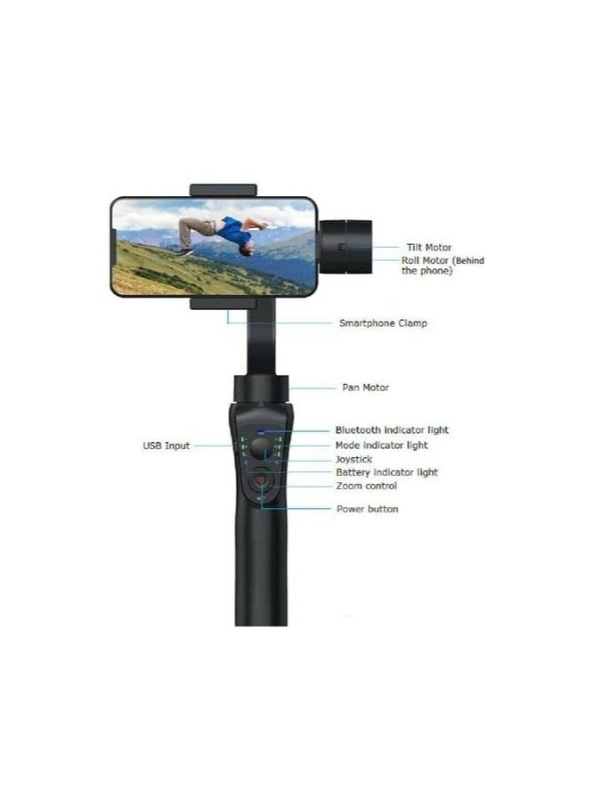 Gimbal Stabilizer with Sport Mode Face or Object Tracking and Time Lapse for iPhone 13 12 11 Pro XS Max XR X 8 Plus 7 6 SE and Android Smartphones Ideal for YouTubers and Vloggers.